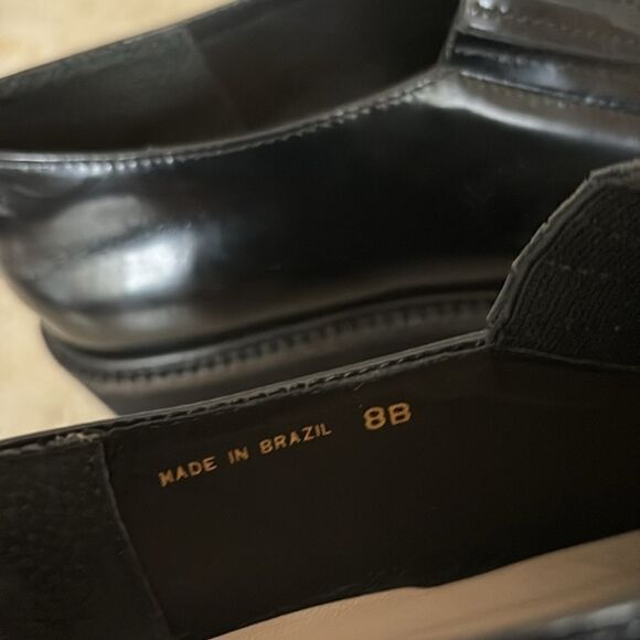 Loeffler Randall Black Leather Wedge Lug Sole Loafers Oxford Shoes - Picture 13 of 14